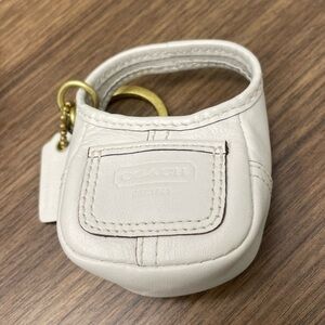 Coach Mini white Ergo with legacy stripes key chain or bag charm